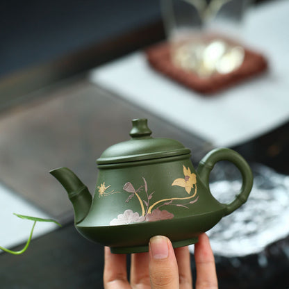 230CC حقيقي اليدوية الأخضر غلاية ييشينغ الأرجواني الطين إبريق الشاي طقم شاي بوير الكونغ فو Zisha Teaware