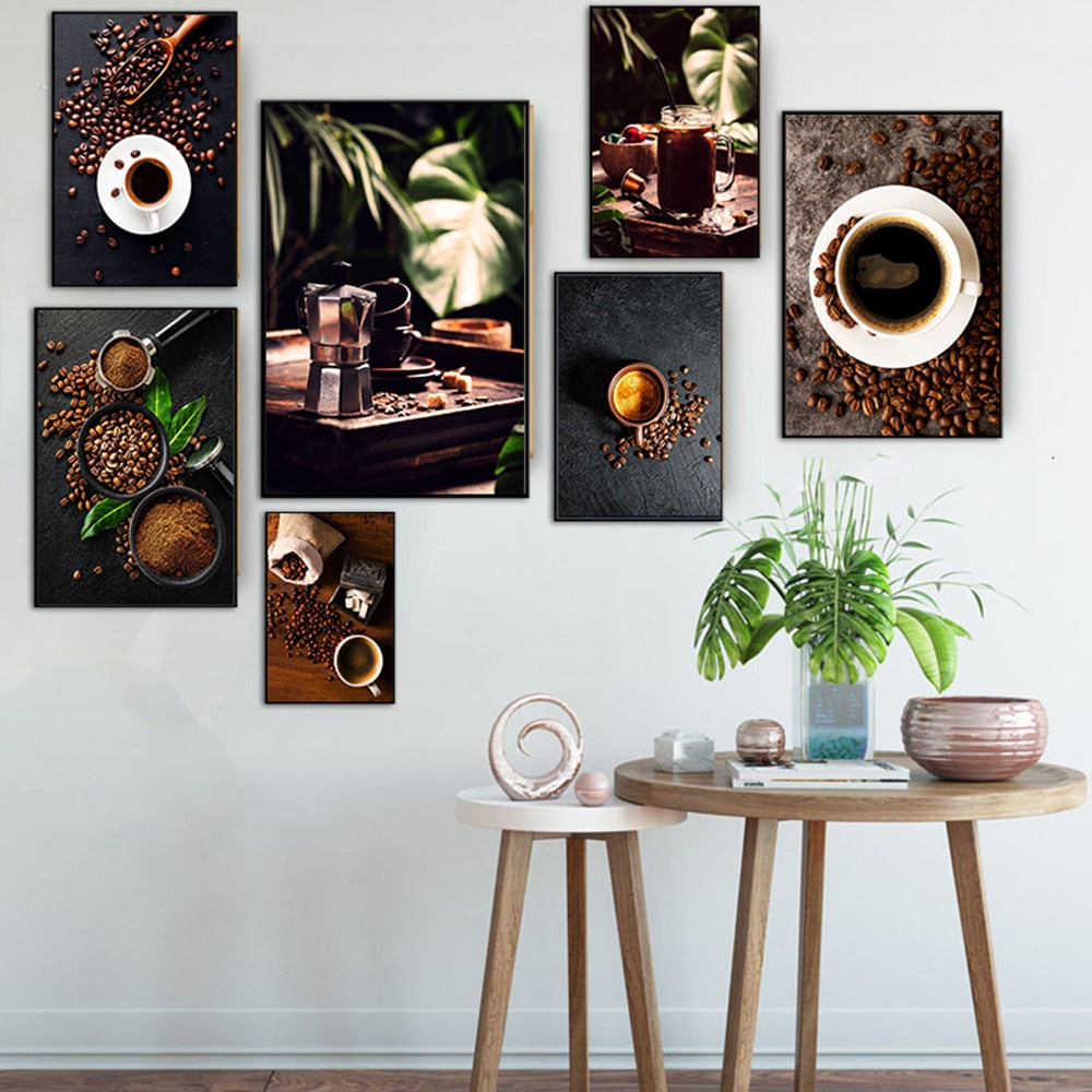 빈티지 사진 커피 커피 인쇄 벽 예술 캔버스 그림 라운지 북유럽 포스터 및 인쇄 벽 그림 거실 장식