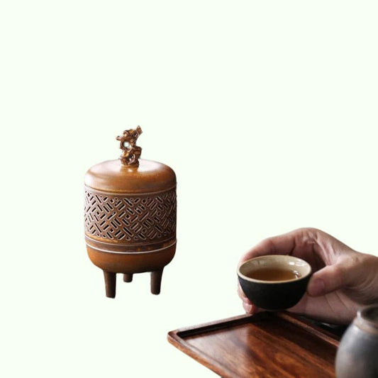 Антикварная крытая керамическая горелка сандаловая дерево -горелка китайская древняя дзен -домашнее украшение кадации благовония.
