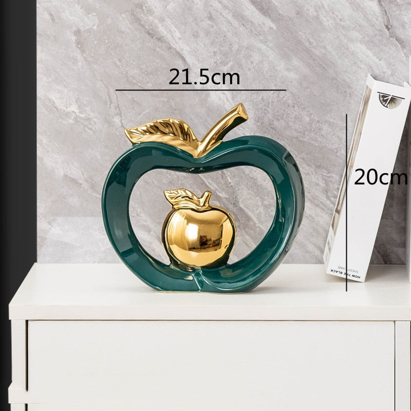 Simulerat Apple Hollow Golden Ceramic Art Crafts Desktop Storage Ornament Candy Jar Storage Box Golden Apple Home Furnishings