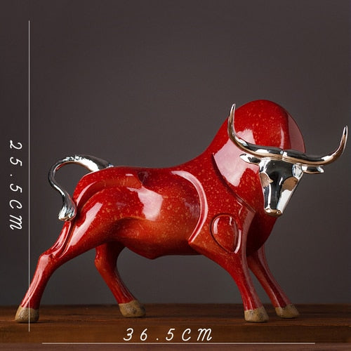 Figuras modernas de toro rojo y negro Simulación de resina Estatua de animales AMASION ACCESORIOS ACCESORIOS DE ACCESORIOS DEL CASA DEL CASA