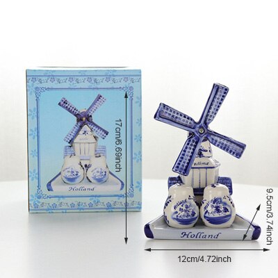 Mediterranes Retro-Handbemaltes blaues Windmühlen-Gewürztopf-Set aus Keramik, Heimdekoration, Küchendekoration, Einweihungsgeschenk 