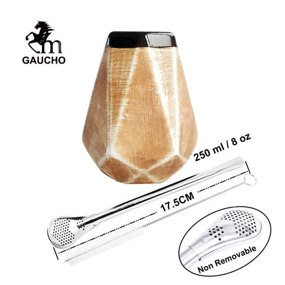 1 PC/Lot Gaucho Yerba Mate Gourds keramic Calabash Cups 250 ml s filtrační slaměnou bombullou a čisticí štětec