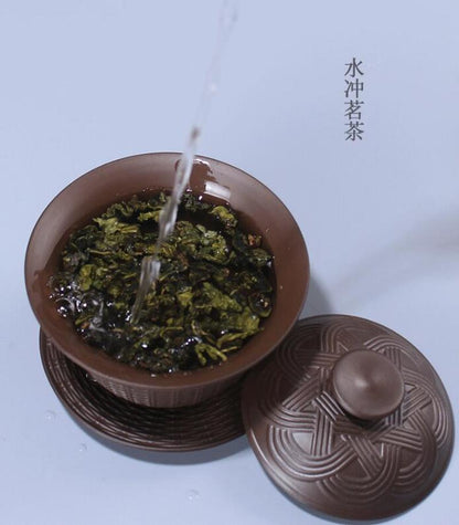 Tessitura gaiwan viola argilla tè tè tureen fatto a mano per la salute Zisha teatro cerimonia tè puer oolong time tè grande ciotola da tè grande