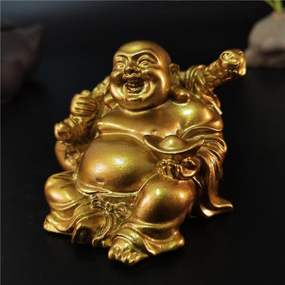 פסל בודהה צחוק מוזהב פנג שואי כסף כסף מארייה בודהה פסל פסלון פסלי קישוט לגינה ביתית