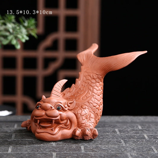 Purple Clay Lucky Fish Mascot Tea Pet Accessories Handicraft Home Decoration Business Gave Hjemmemøbler Artikler