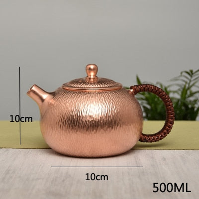 500 ml de chá de chá puro cobre feito à mão chinesa chinês Kettle Kung Fu Tea Drinkware Tableware