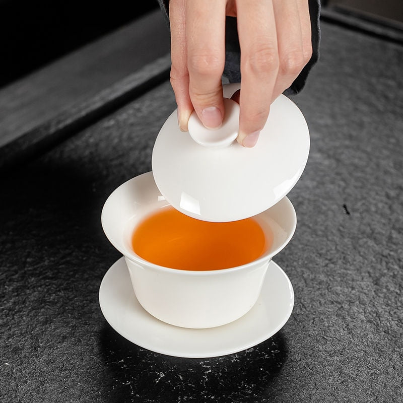 Ceramiczny gaiwan jingdezhen chiński kungfu herbatę trzy talenty miski herbaciane duże spodek do herbaty