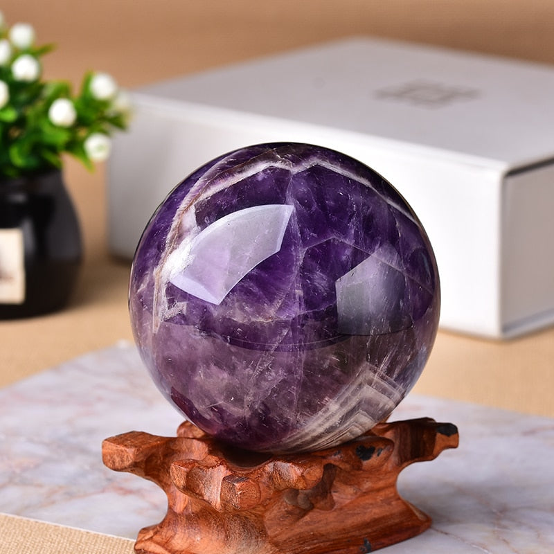 1pc Natural Dream Amethyst Ball Polished Globe Massaging Ball Reiki Healing Stone Home Decoration utsøkte gaver Souvenirs Gift