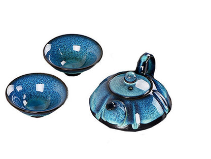 Jun Kiln Change Glaze Tapot, Temmoku Glaze Pot hecha a mano Kung Fu Tetera Ceremonia de té china Suministros Tetera 180ml