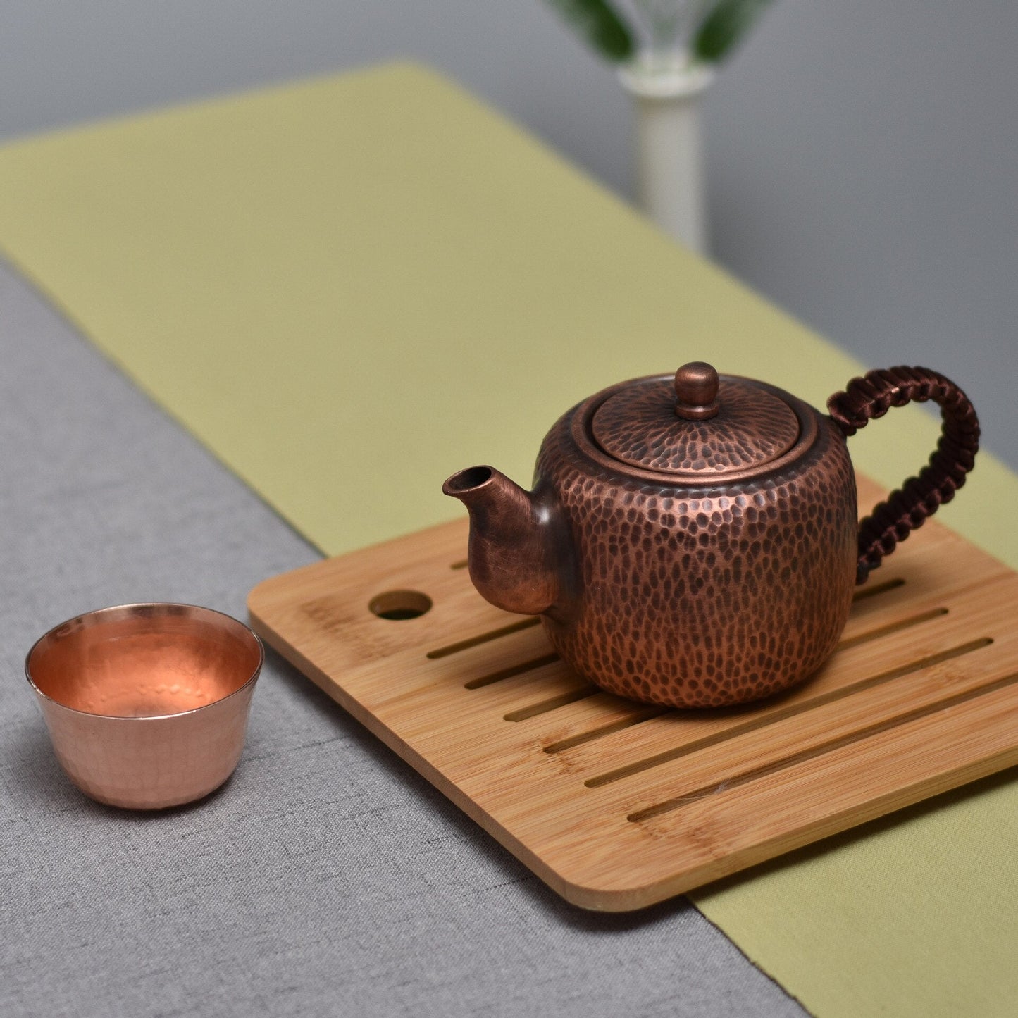 Théière en cuivre rouge pur faite à la main, petite théière en cuivre antique épaissie, service à thé Kung Fu, théière
