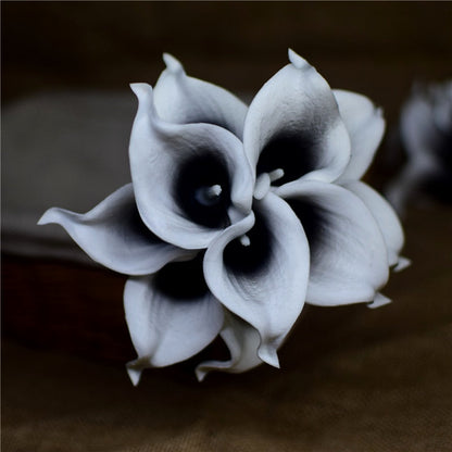 10 Navy Blue Calla Lilies Pu Real Touch Flowers Wedding Decoration Bouquets Centerpieces Fake Artificial Flowers Home Decoration