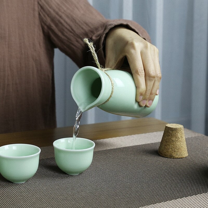 Ensemble de tasses à saké en céramique, vin froid, imprimé Antique, ensemble de saké rustique classique avec ustensiles ménagers plus chauds
