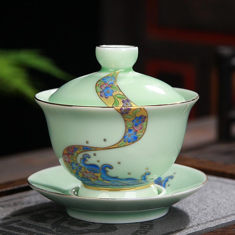 Service à thé Gaiwan peint à la main en céramique, tasse à thé Kung Fu, bol à thé, théière en porcelaine, soupière pour voyage, accessoires de verres à thé