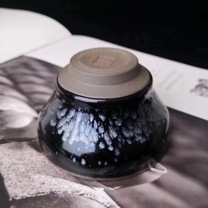 Jianzhan čínský vintage čajový šálek Jian Ware Handloless Tea Cups Oil Glaze Tenmoku Pottery Zdravotní přínosy více využívat krásnější