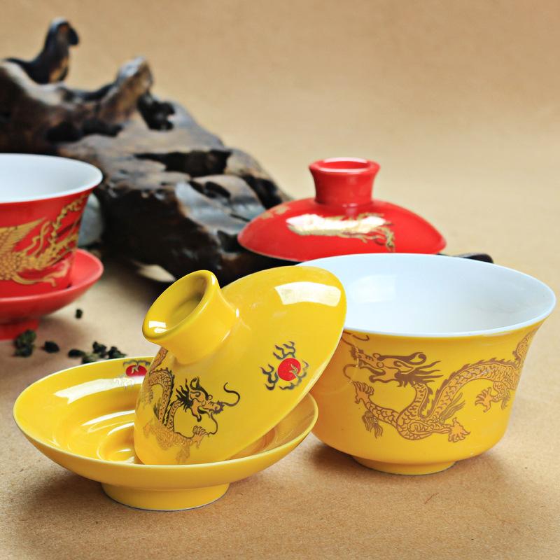 Traditional Chinese Gaiwan Hand Painted Ceramics Chinese Kung Fu Tea Set Tea Tureen Teapot for Travel Teaware Drinkware Decor