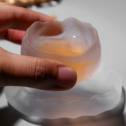1pc japanilainen tyyli lasikuppi maistelua läpinäkyvä/jäädytetty teekuppi Valkoviiniä kuppi Kongfu Master Teacup Tea Cup ja Tea Mat 2 Style