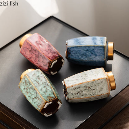 Čaj caddy keramická nádoba utěsněná nádoba vlhkost odolná proti skladovací nádrž čaj čaj organizátor cukrové mísy na potravinářské nádoby dekorativní sklenice