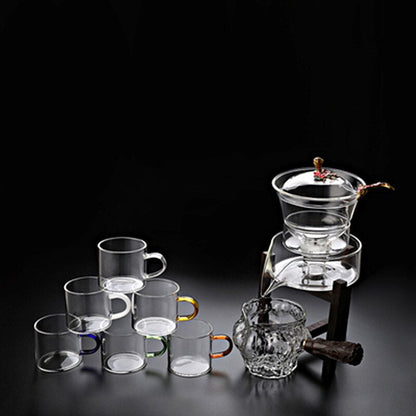 Tepelně rezistentní skleněný čaj Set Magnetic Water Diversion Rotující kryt miska Poloautomatický čajový výrobce líný čaj Kungfu Tea