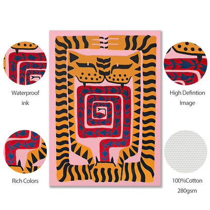 Muinainen egypti värikäs abstrakti boho -juliste Tiger Leopard -hahmo seinätaide tulostaa kangasta maalaus sisustuskuvia olohuoneelle