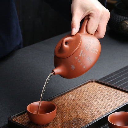 Yixing עפרות גולמיות חול סגול סיר Sipiao סיר דפוס מסורתי חרס סגול קומקום קומקום בעבודת יד סיר תה קונג קונג פו תה 185 מ"ל