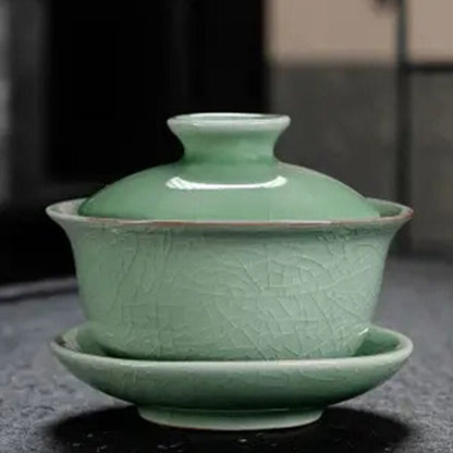 Keramik Gaiwan Jingdezhen Chinesisches Kungfu Teeset Drei Talente Teeschale Große Teetasse Untertasse Set Home Teebereiter Teezeremonie Geschenk