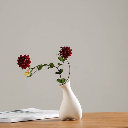 Moderne hvide keramiske vaser Kinesisk stil Enkel designet keramik og porcelænsvaser til kunstige blomster Dekorative figurer