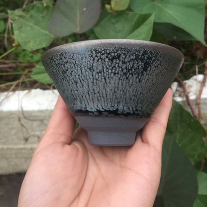 JIANZHAN Drinkware Cup Ceramics Mugs Grayish Oil Spot Jian Ware Tea Bowl Chinese Song Dynasty Style Tenmoku Tea Coffee Cups