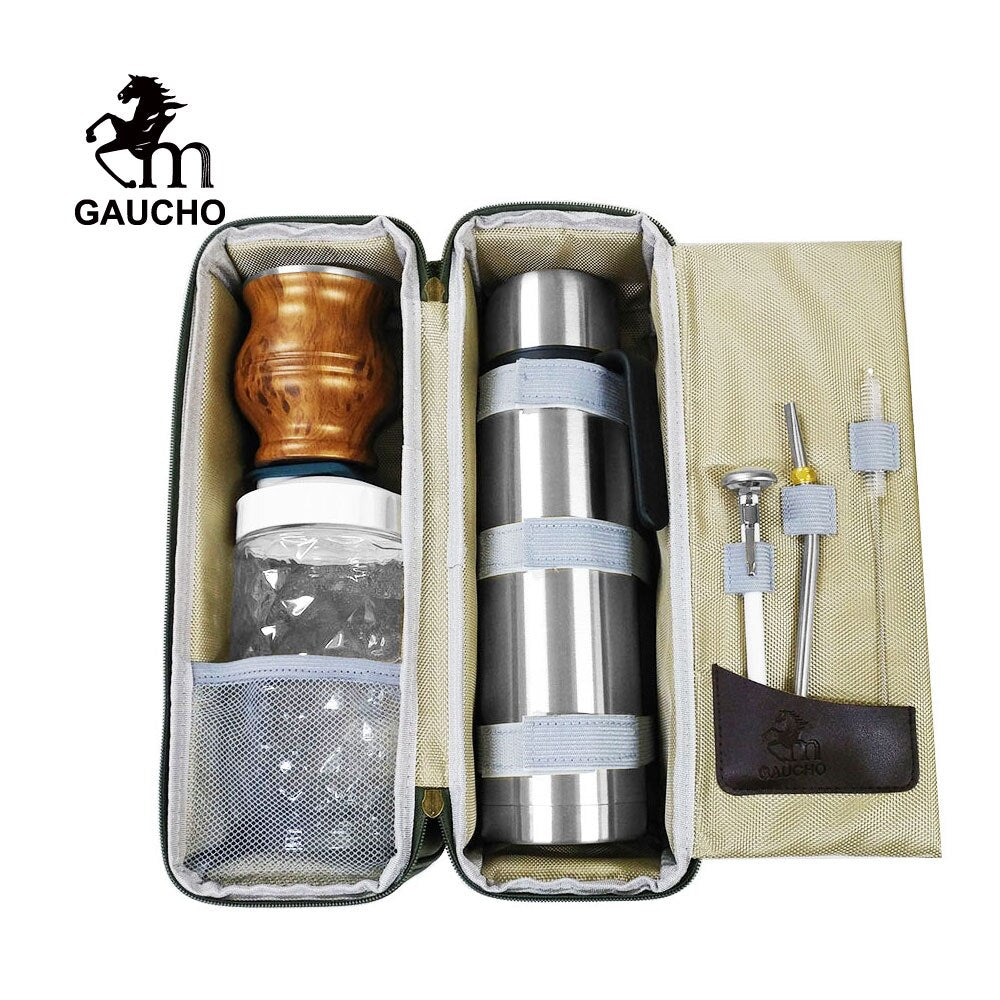 1 PC/Lot Gaucho Yerba Mate Travel Set Rostfria Gourds Calabash Cups & Thermos & Bombilla Filter Straw Tea Curs