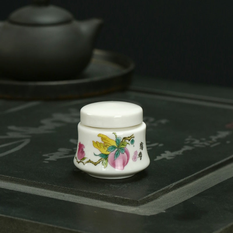 Jarra de cerâmica branca pequena tanque de armazenamento de caddy de chá à prova de umidade à prova de jarre
