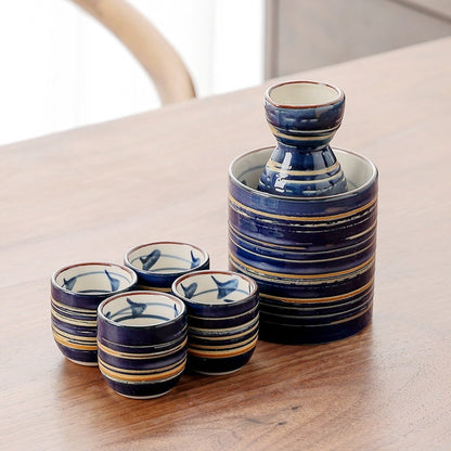 Retro Ceramic Wine Set Liquor Glass Wine Dispenser Japanese Sake Set Cup Pot Warmer Drinkware Spirits Barware Wedding Gifts