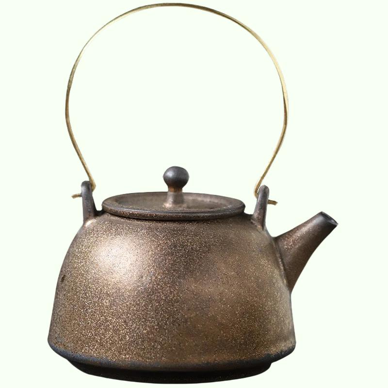 Manico in ceramica vintage piccola teiera giapponese kung fu set di tè teiera antico vecchia pentola singola