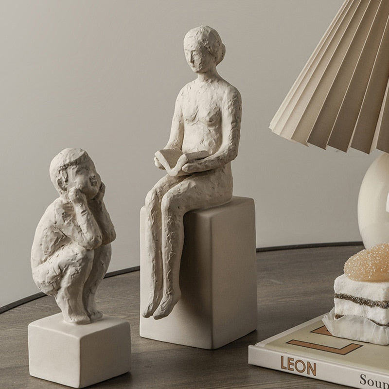 Sculpture d'art nordique rétro moderne, Figurine en argile, accessoires de décoration pour la maison, salon, chambre à coucher, ornements artisanaux en céramique 