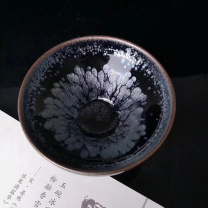 Jianzhan 중국 빈티지 티 컵 Jian Ware Handless Tea Cups 기름 유약 Tenmoku 도자기 건강 혜택 더 많이 사용