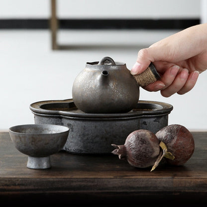 Forgyldt jernglasur tekande japansk stil vintage keramisk mini kung fu tesæt tekande bærbar 200 ml enkelt te pot kontor husholdning