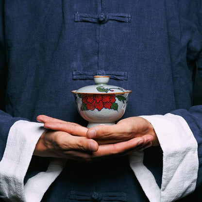 180 ml Kiinalainen Gaiwan Teekannu Keramiikka Kung Fu Teesetti Posliini kukka-teekulho Teekupit matka-teeastiaan Tureen Pu'er Vedenkeitin