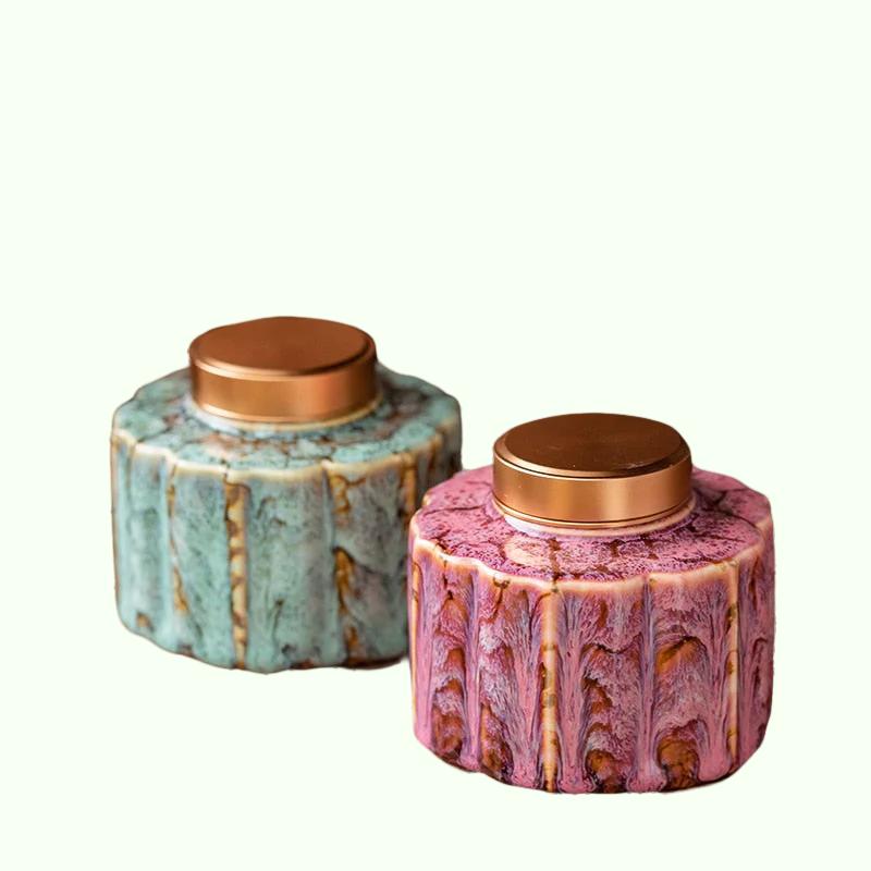 Teh caddy keramik toples segel toples tangki kelembaban penyimpanan tangki teh kotak teh organizer mangkuk gula wadah makanan dekoratif