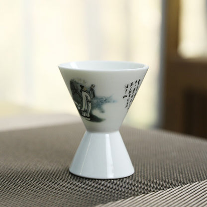 Cup Sake Set Cold Wine Ceramic Antique Print Rustic Sake Set Classic med varmare Wijnglazen Hushållsredskap