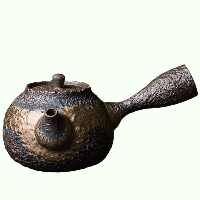 Théière kyusu en céramique, bouilloire à thé chinoise en céramique, 220ml