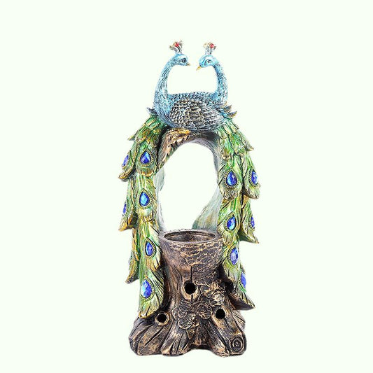 1pcs Resin Peacock Candle Holder for Home and Office Vintage Candlesticks 155x310mm Home Tea House Decoration Ornaments