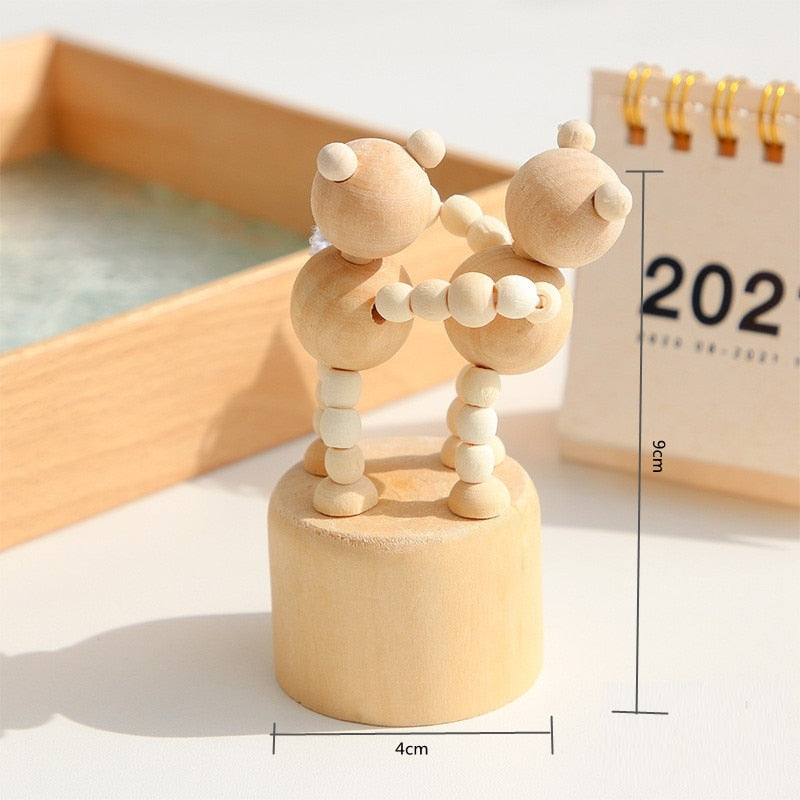 Cartoon Arte de madeira Arte Movável Puppet Desktop Ornamentos de estatueta palhaçar