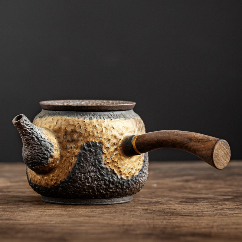 Bronze keramik kyusu vintage kinesisk keramisk te pot drinkware 230 ml
