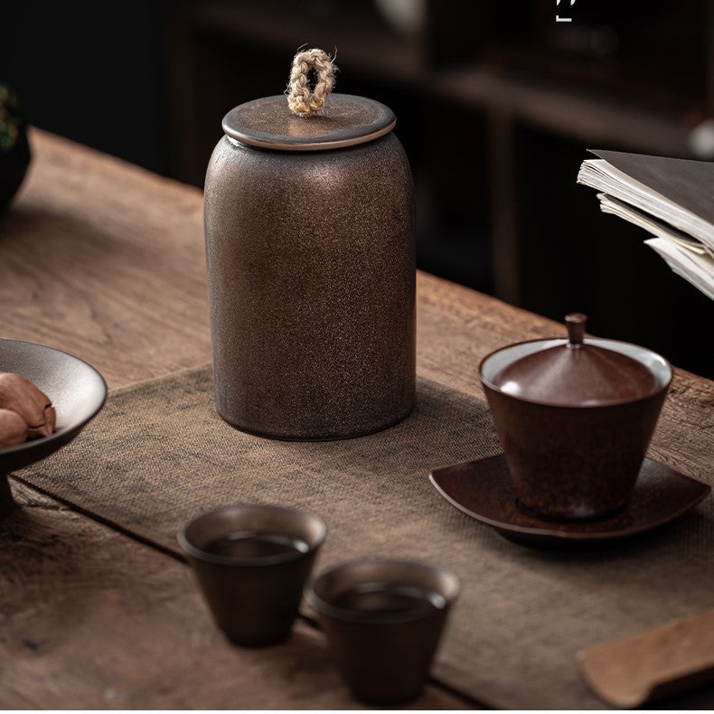Japanische Teedosen aus Keramik, Retro-Steingut, luftdicht, Gong-Fu aus Keramik, für Süßigkeiten, Tee-Zeremonie-Zubehör - acacuss