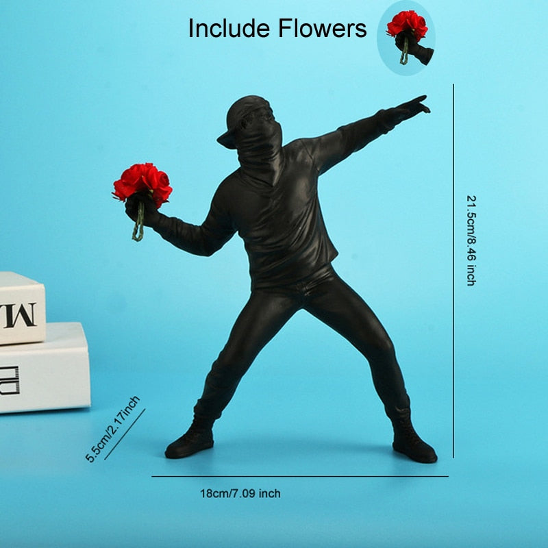 Resina Banksy Esculturas Estatuas de flores Bombarderos Decoración del hogar Accesorios de escritorio
