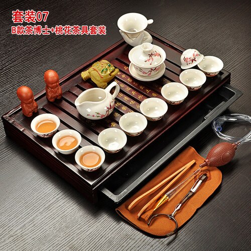 Kinesisk tesats med fack gaiwan infusers tekanna kit kinesiska lyxiga kung fu te cup set komplett presentkök te tekanna teaware