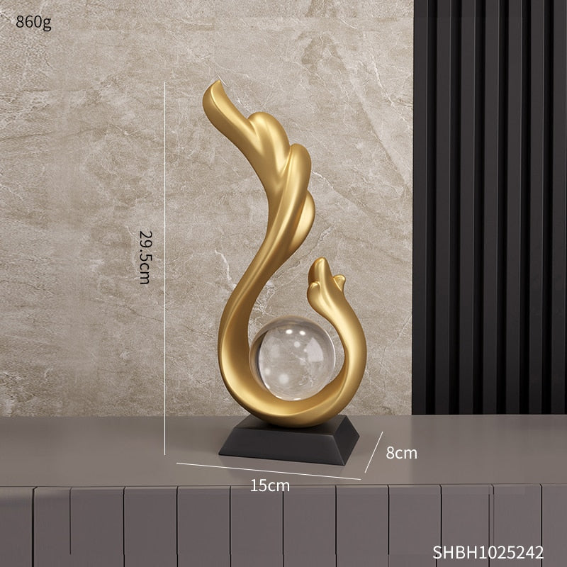 Sculptures et figurines en or Feng Shui, accessoires de bureau, Sculptures et Figurines d'aigle pour ornements intérieurs pour chambres, bureau, maison 