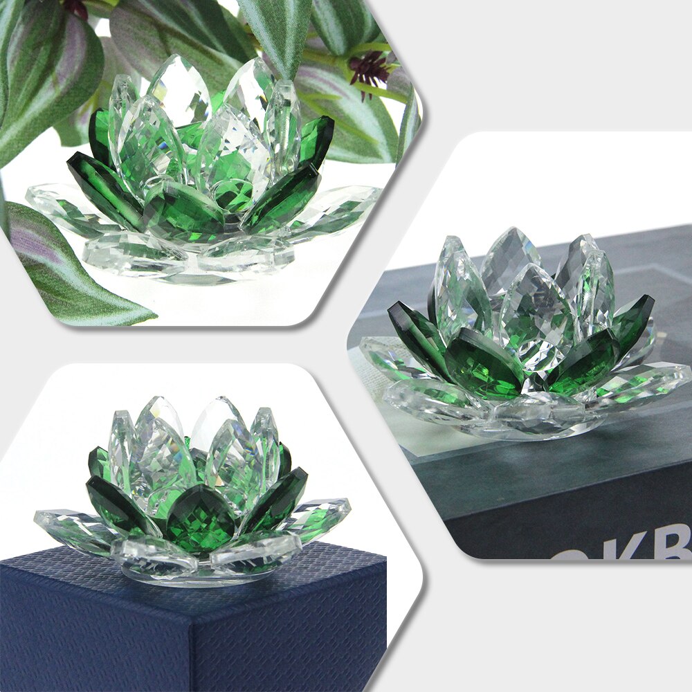 Crystal Lotus Flower Crafts Glass Papirvægt Home Decoration Ornamenter Figurer Hjem Bryllupsfest Dekor Gaver Souvenir