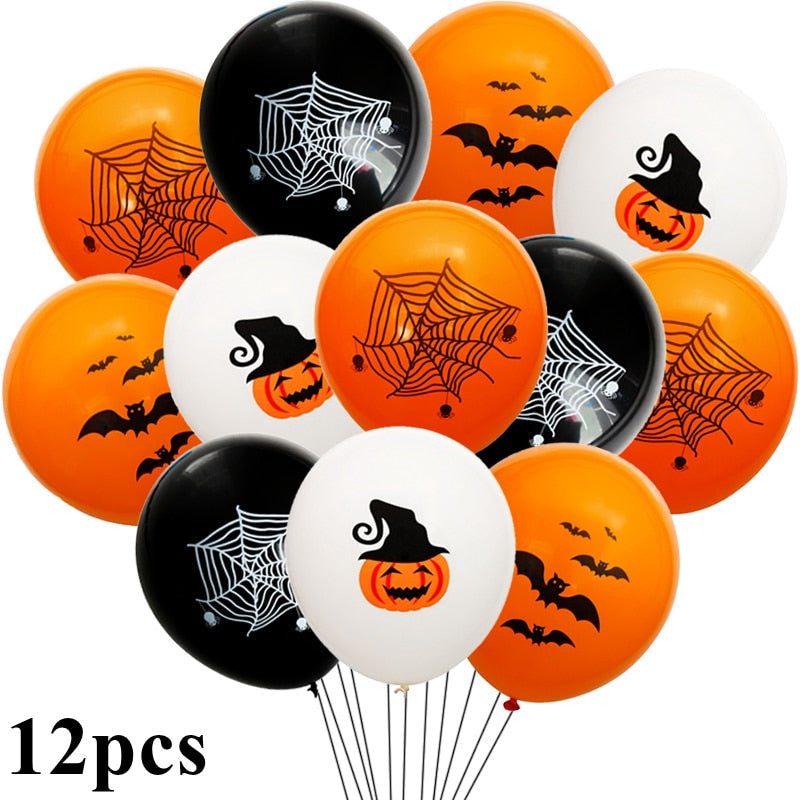 12/1 piezas Halloween Ghost Balloons Toys Spider Witch Bat Pumpkin Skeleton Horror Halloween Fiesta Festival Festival Festival