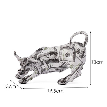 Hartsipatsas eläin bitcoin -härkä pohjoismainen abstrakti koristeet sisätilojen veistoshuoneen sisustushahmojen kanssa