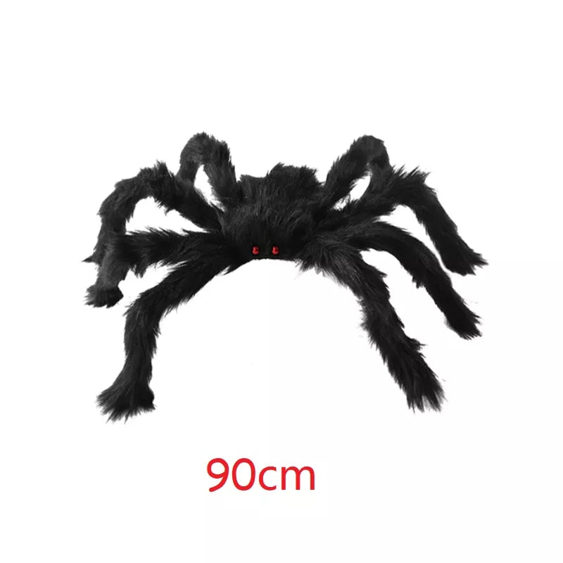 30 cm, 50 cm, 75 cm, 90 cm kæmpe sort plys edderkop Halloween -dekorationer til hjemmet 2023 udendørs hjemmebjælke hjemsøgt hus horror rekvisitter